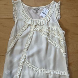 J.Crew NWT Silk Top Ivory Ruffle size 2